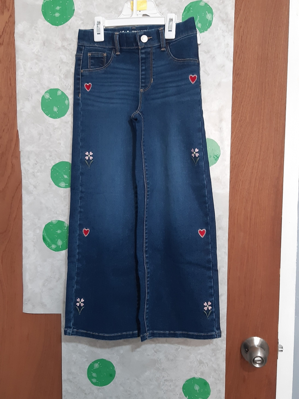 wonder nation Dark Blue Embroidered Wide-Leg Jeans with a minor detail you can s